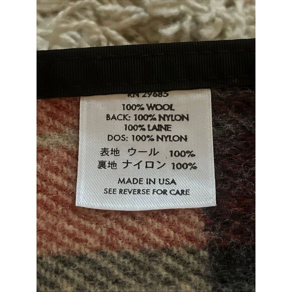 Pendleton Roll Up 100% Wool Nylon Backed Camp Picnic Blanket Red & Yellow Plaid - Picture 9 of 14